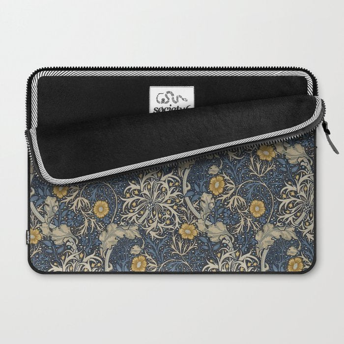 William Morris Seaweed Ink Woad Blue Laptop Sleeve Gallery Image 2