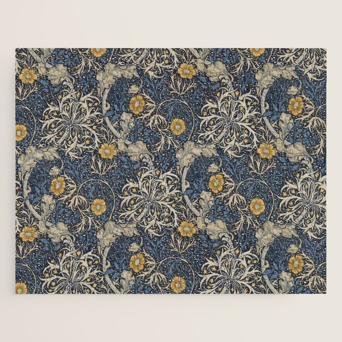 William Morris Seaweed Ink Woad Blue Jigsaw Puzzle Gallery Image 1