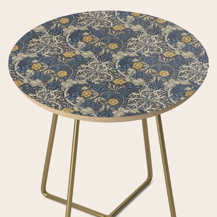 William Morris Seaweed Ink Woad Blue Side Table Gallery Image 2