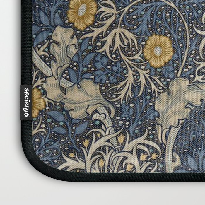 William Morris Seaweed Ink Woad Blue Laptop Sleeve Gallery Image 3