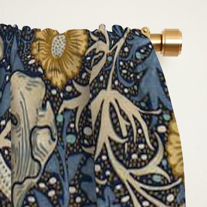 William Morris Seaweed Ink Woad Blue Window Curtain Gallery Image 2