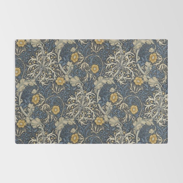 William Morris Seaweed Ink Woad Blue Rug Gallery Image 2