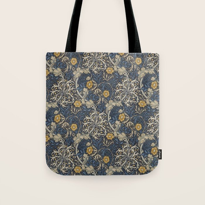 William Morris Seaweed Ink Woad Blue Tote Bag Gallery Image 1