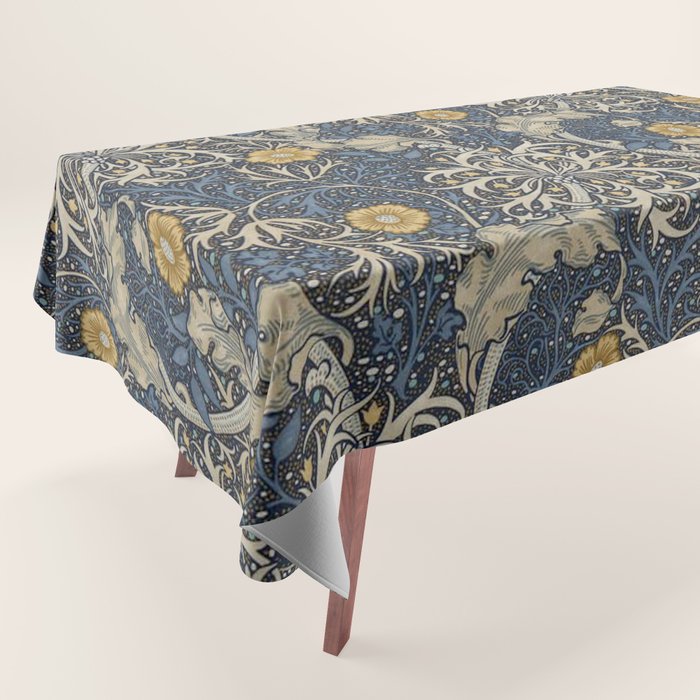 William Morris Seaweed Ink Woad Blue Tablecloth Gallery Image 1