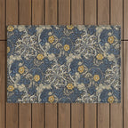 William Morris Seaweed Ink Woad Blue Outdoor Rug Gallery Image 1
