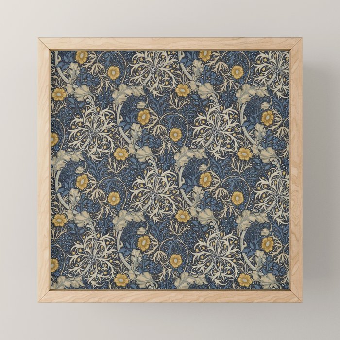 William Morris Seaweed Ink Woad Blue Mini Art Print Gallery Image 1