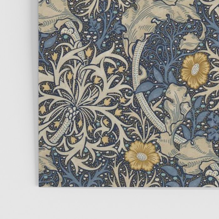 William Morris Seaweed Ink Woad Blue Poster Gallery Image 3