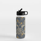 William Morris Seaweed Ink Woad Blue Water Bottle Gallery Image 1