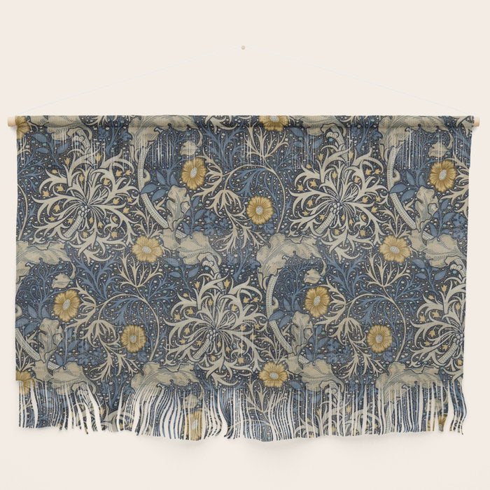 William Morris Seaweed Ink Woad Blue Wall Hanging Gallery Image 1