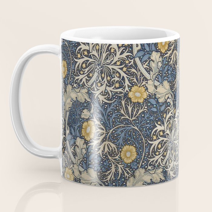 William Morris Seaweed Ink Woad Blue Coffee Mug Gallery Image 3
