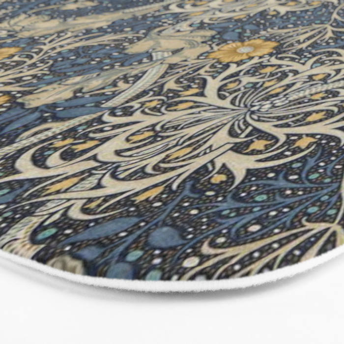 William Morris Seaweed Ink Woad Blue Bath Mat Gallery Image 3