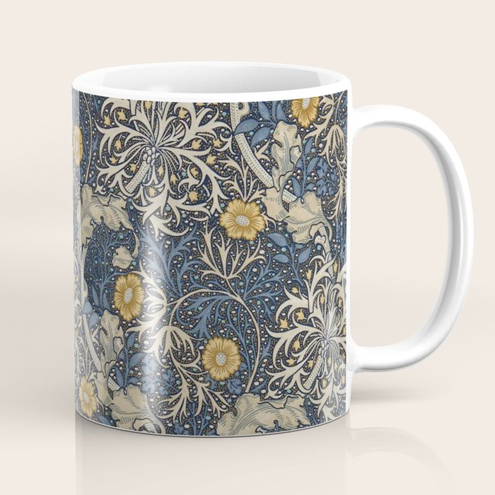 William Morris Seaweed Ink Woad Blue Coffee Mug Gallery Image 1