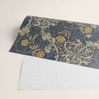 William Morris Seaweed Ink Woad Blue Wrapping Paper Gallery Image 2