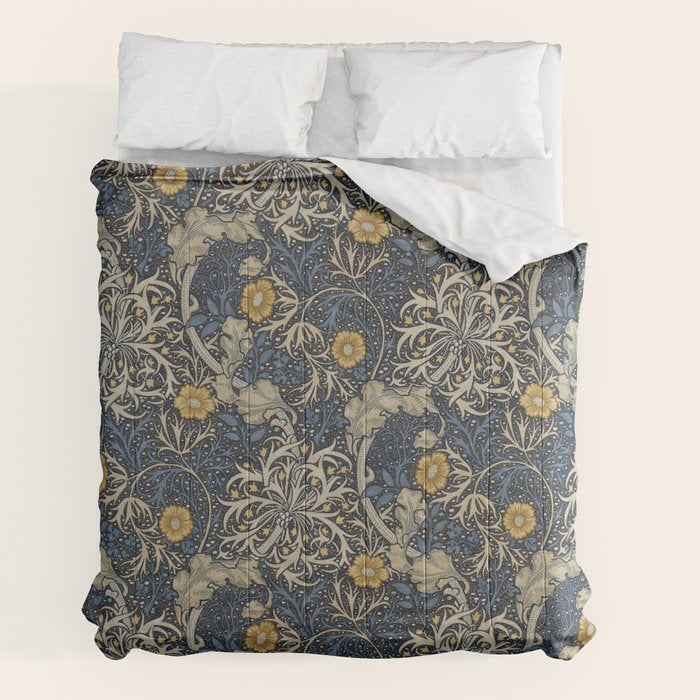 William Morris Seaweed Ink Woad Blue Comforter Gallery Image 2