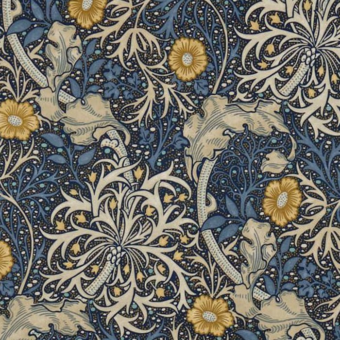 William Morris Seaweed Ink Woad Blue Coffee Mug Gallery Image 2