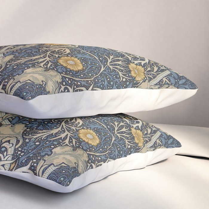 William Morris Seaweed Ink Woad Blue Pillow Sham Gallery Image 3