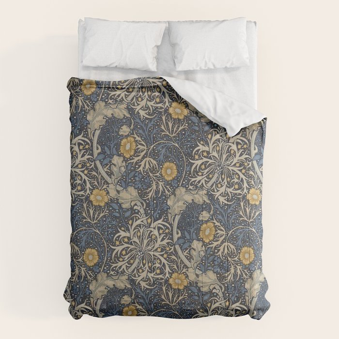 William Morris Seaweed Ink Woad Blue Comforter Gallery Image 1