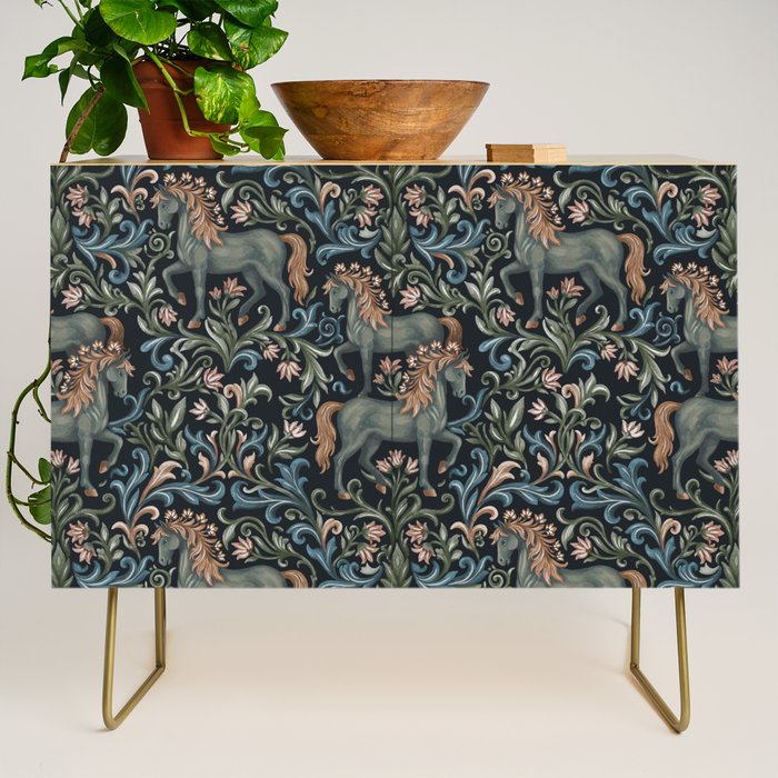 Whimsical Horses Botanicals II Credenza Gallery Image 1