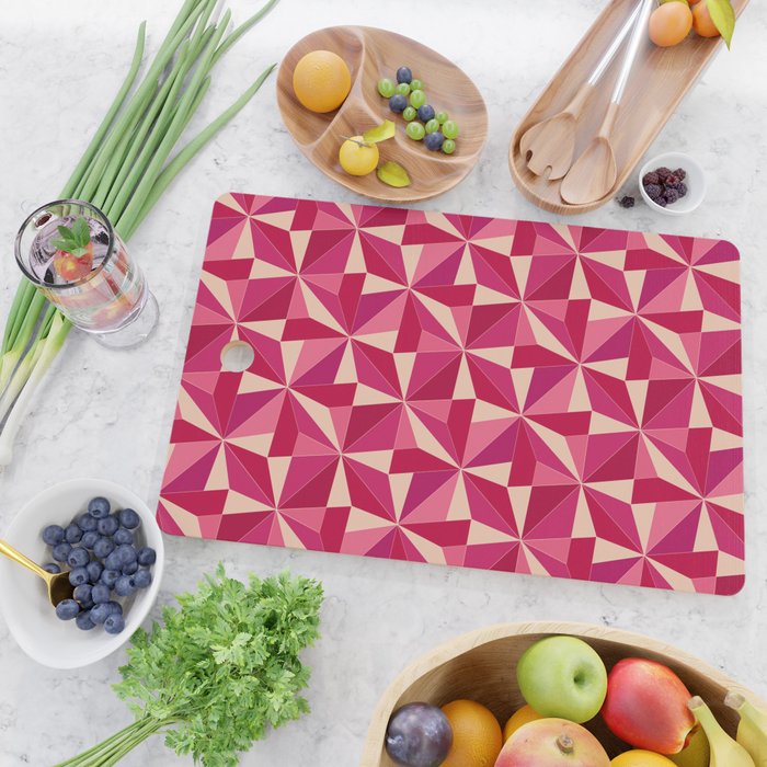 Kaleidoscope Tile Pattern VIII Vibrant Pink and Red Cutting Board Gallery Image 2