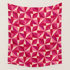 Kaleidoscope Tile Pattern VIII Vibrant Pink and Red Wall Tapestry Gallery Image 4