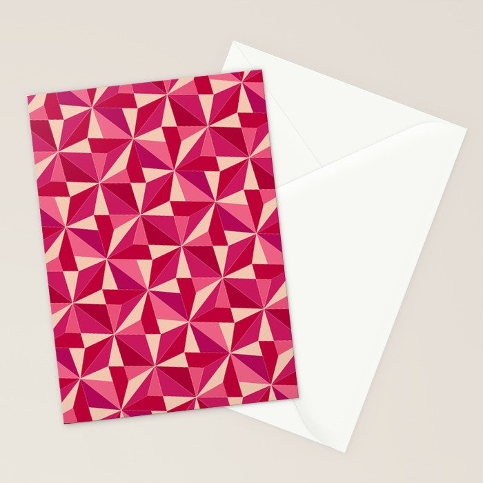 Kaleidoscope Tile Pattern VIII Vibrant Pink and Red Stationery Card Gallery Image 2