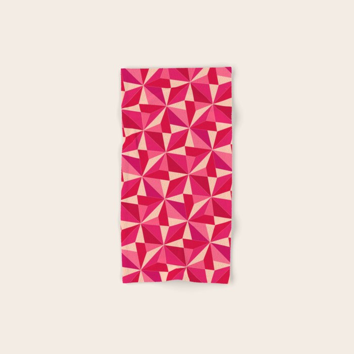 Kaleidoscope Tile Pattern VIII Vibrant Pink and Red Bath Towel Gallery Image 1