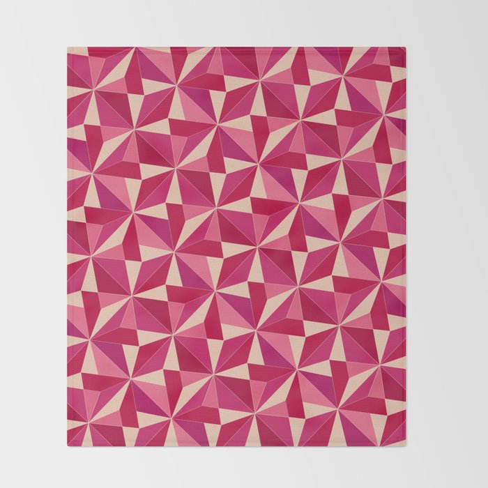 Kaleidoscope Tile Pattern VIII Vibrant Pink and Red Throw Blanket Gallery Image 2