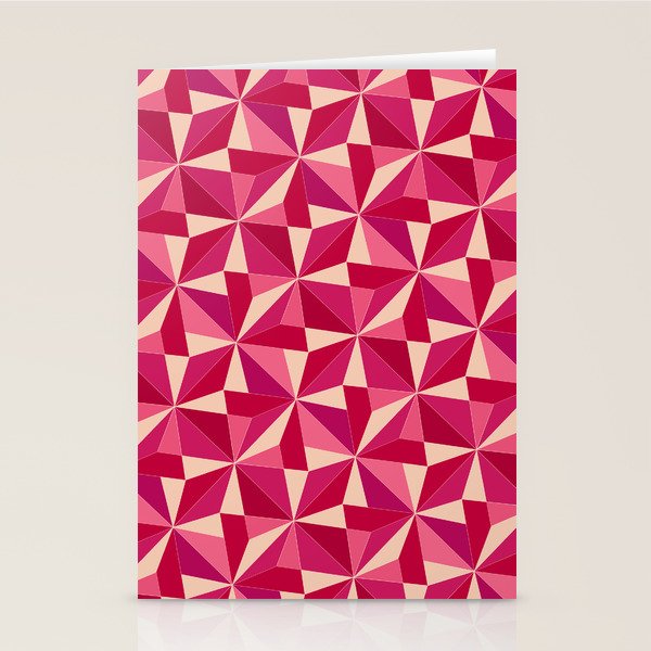 Kaleidoscope Tile Pattern VIII Vibrant Pink and Red Stationery Card Gallery Image 1