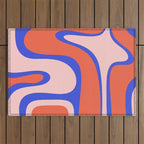 Copacetic Abstract Royal Blue Blush Pink Red Orange Outdoor Rug Gallery Image 1