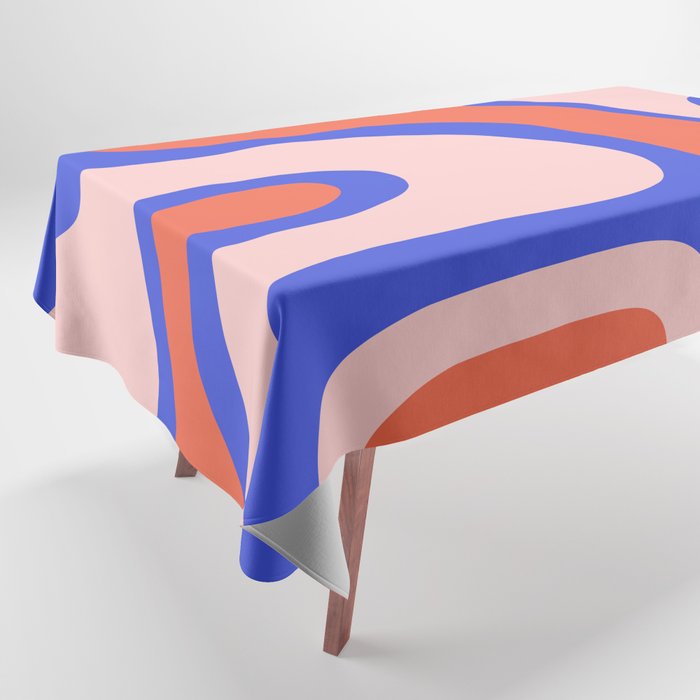 Copacetic Abstract Royal Blue Blush Pink Red Orange Tablecloth Gallery Image 1