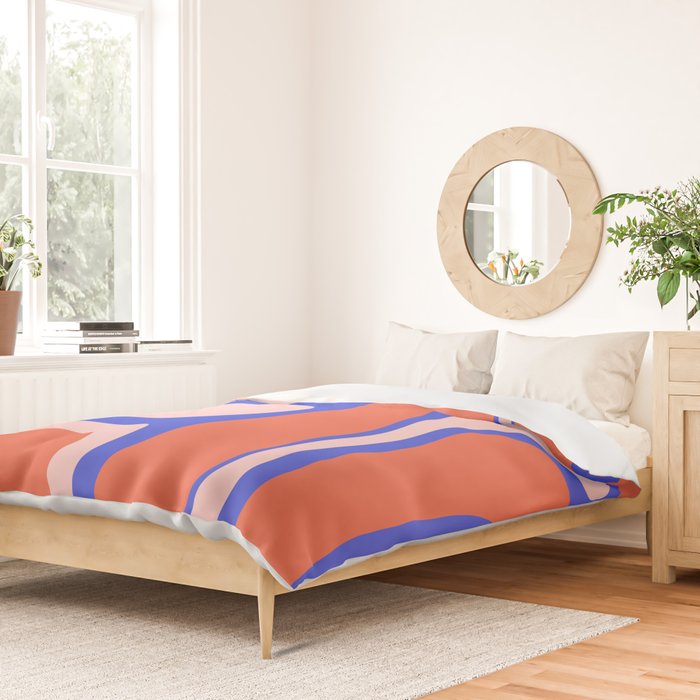 Copacetic Abstract Royal Blue Blush Pink Red Orange Duvet Cover Gallery Image 2