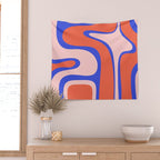 Copacetic Abstract Royal Blue Blush Pink Red Orange Wall Tapestry Gallery Image 2