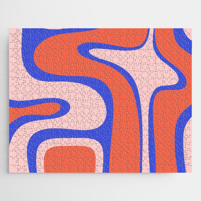 Copacetic Abstract Royal Blue Blush Pink Red Orange Jigsaw Puzzle Gallery Image 1