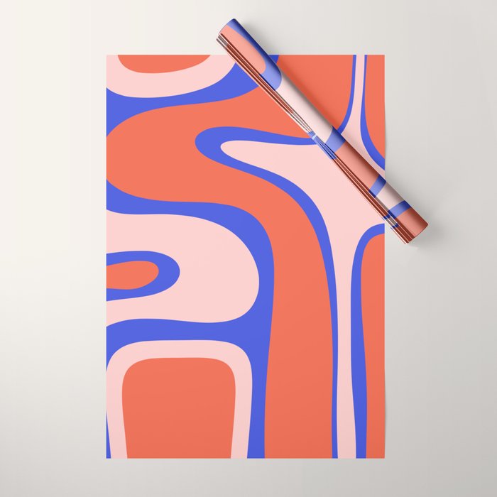 Copacetic Abstract Royal Blue Blush Pink Red Orange Wrapping Paper Gallery Image 1