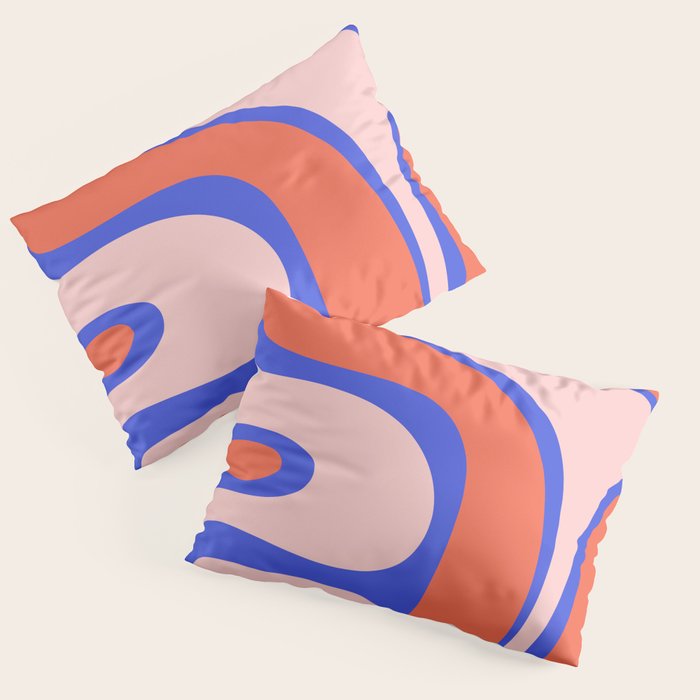 Copacetic Abstract Royal Blue Blush Pink Red Orange Pillow Sham Gallery Image 3