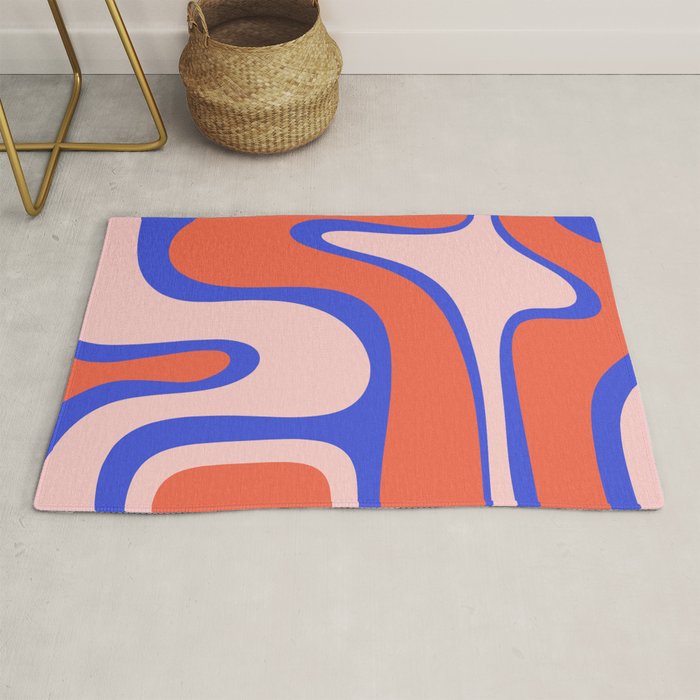 Copacetic Abstract Royal Blue Blush Pink Red Orange Rug Gallery Image 1