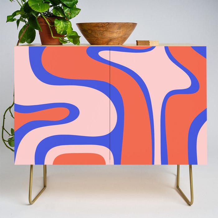 Copacetic Abstract Royal Blue Blush Pink Red Orange Credenza Gallery Image 1