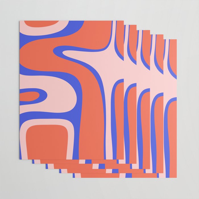 Copacetic Abstract Royal Blue Blush Pink Red Orange Wrapping Paper Gallery Image 3