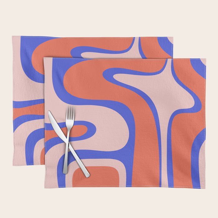 Copacetic Abstract Royal Blue Blush Pink Red Orange Placemat Gallery Image 1