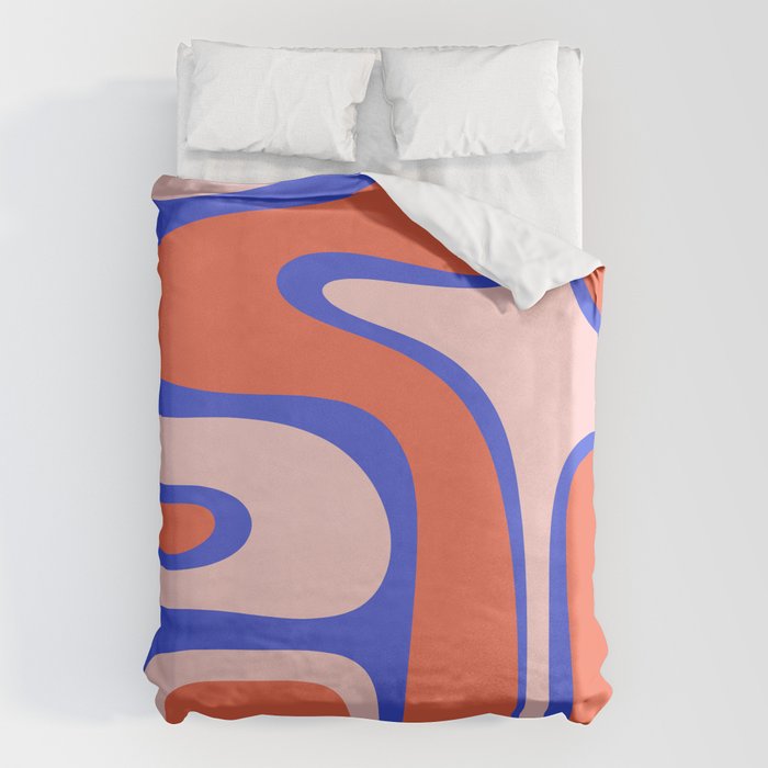 Copacetic Abstract Royal Blue Blush Pink Red Orange Duvet Cover Gallery Image 6