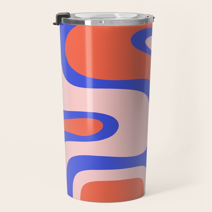 Copacetic Abstract Royal Blue Blush Pink Red Orange Travel Mug Gallery Image 3