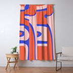 Copacetic Abstract Royal Blue Blush Pink Red Orange Window Curtain Gallery Image 5