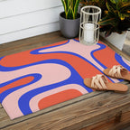 Copacetic Abstract Royal Blue Blush Pink Red Orange Outdoor Rug Gallery Image 2
