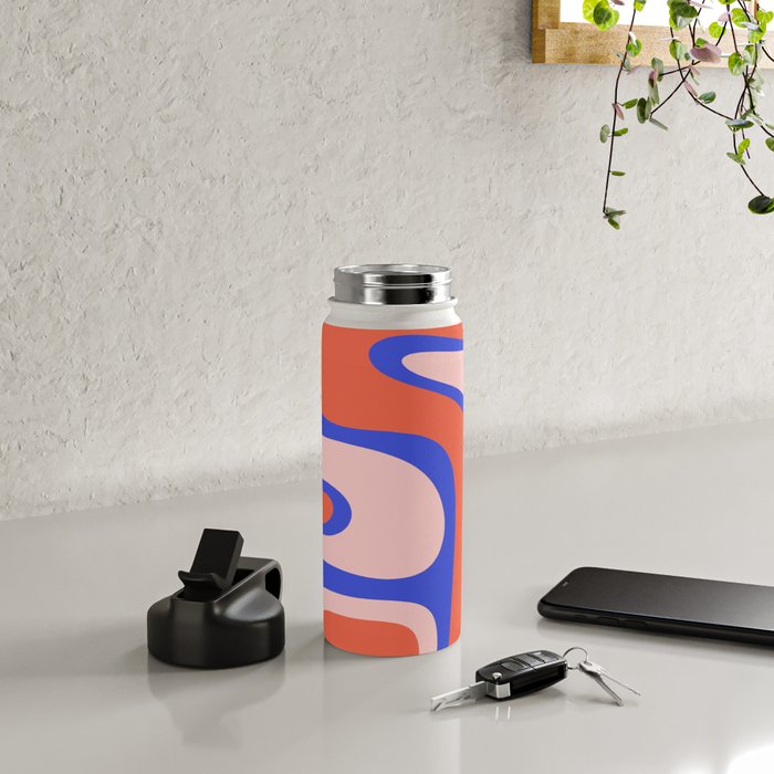 Copacetic Abstract Royal Blue Blush Pink Red Orange Water Bottle Gallery Image 4