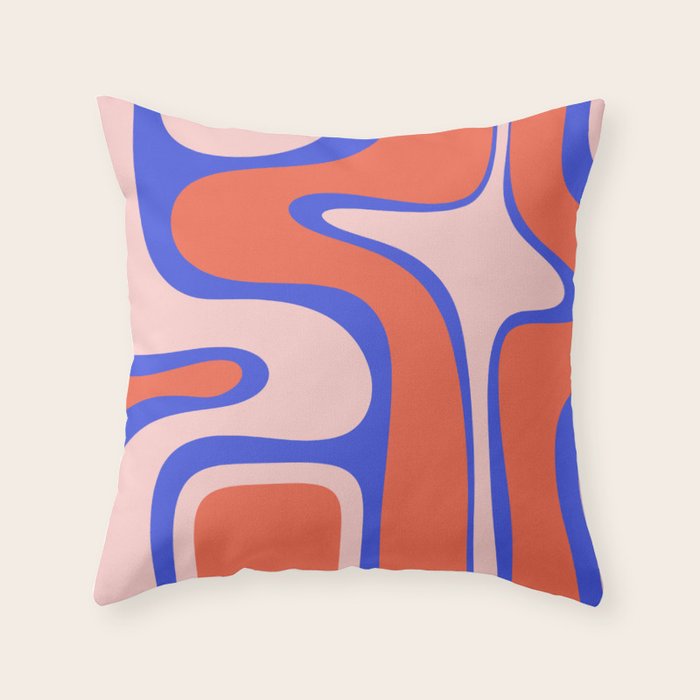 Copacetic Abstract Royal Blue Blush Pink Red Orange Throw Pillow Gallery Image 6