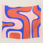 Copacetic Abstract Royal Blue Blush Pink Red Orange Wall Tapestry Gallery Image 4