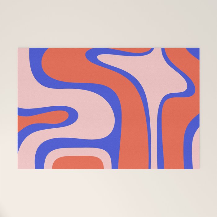 Copacetic Abstract Royal Blue Blush Pink Red Orange Welcome Mat Gallery Image 1
