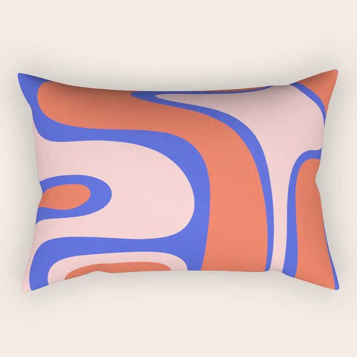 Copacetic Abstract Royal Blue Blush Pink Red Orange Rectangular Pillow Gallery Image 1