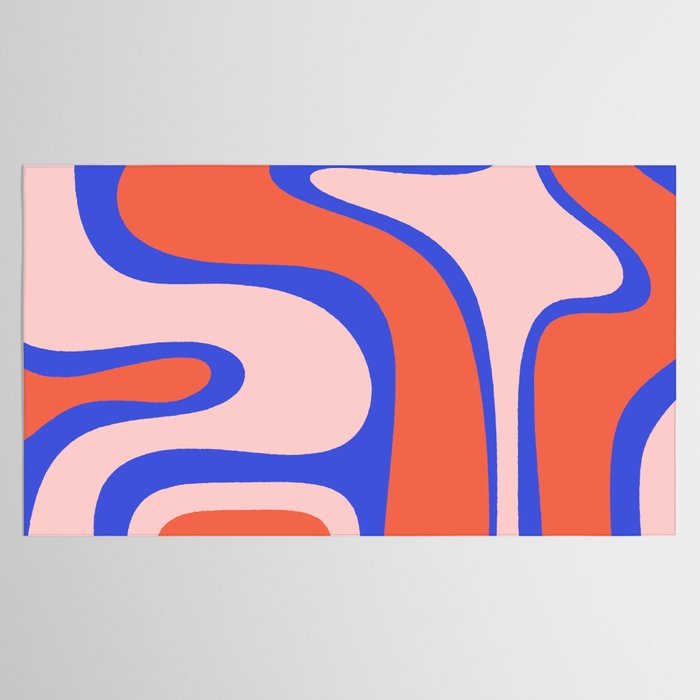 Copacetic Abstract Royal Blue Blush Pink Red Orange Tablecloth Gallery Image 2