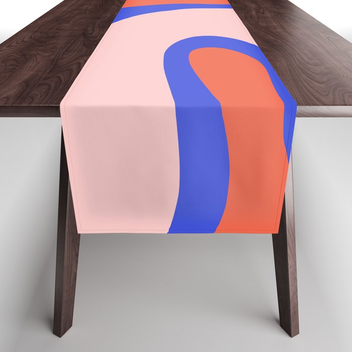Copacetic Abstract Royal Blue Blush Pink Red Orange Table Runner Gallery Image 1